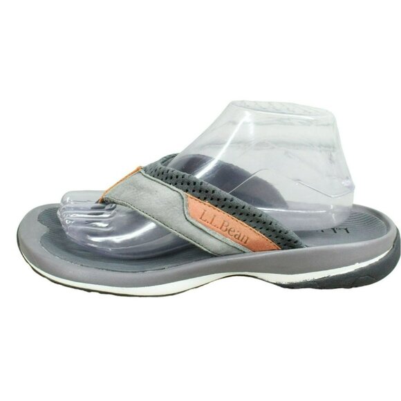 LL Bean Swift River Gray Suede Slip On Perforated Sports Flip-Flops Size 9 M - Picture 1 of 9